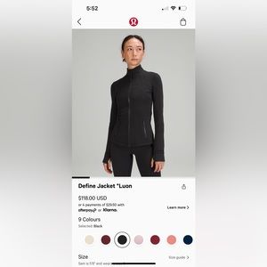 Lululemon Camo Define Jacket, size 8